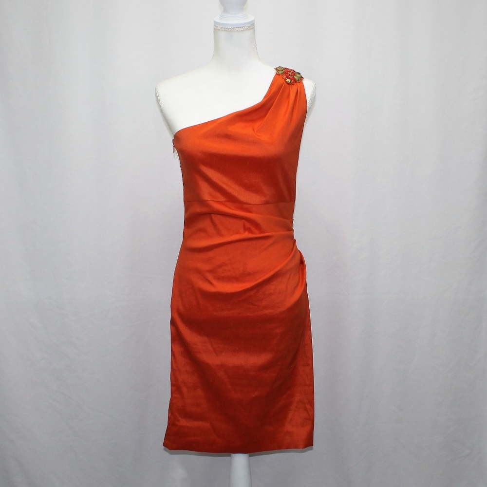 Badgley Mischka Orange Cocktail Dress